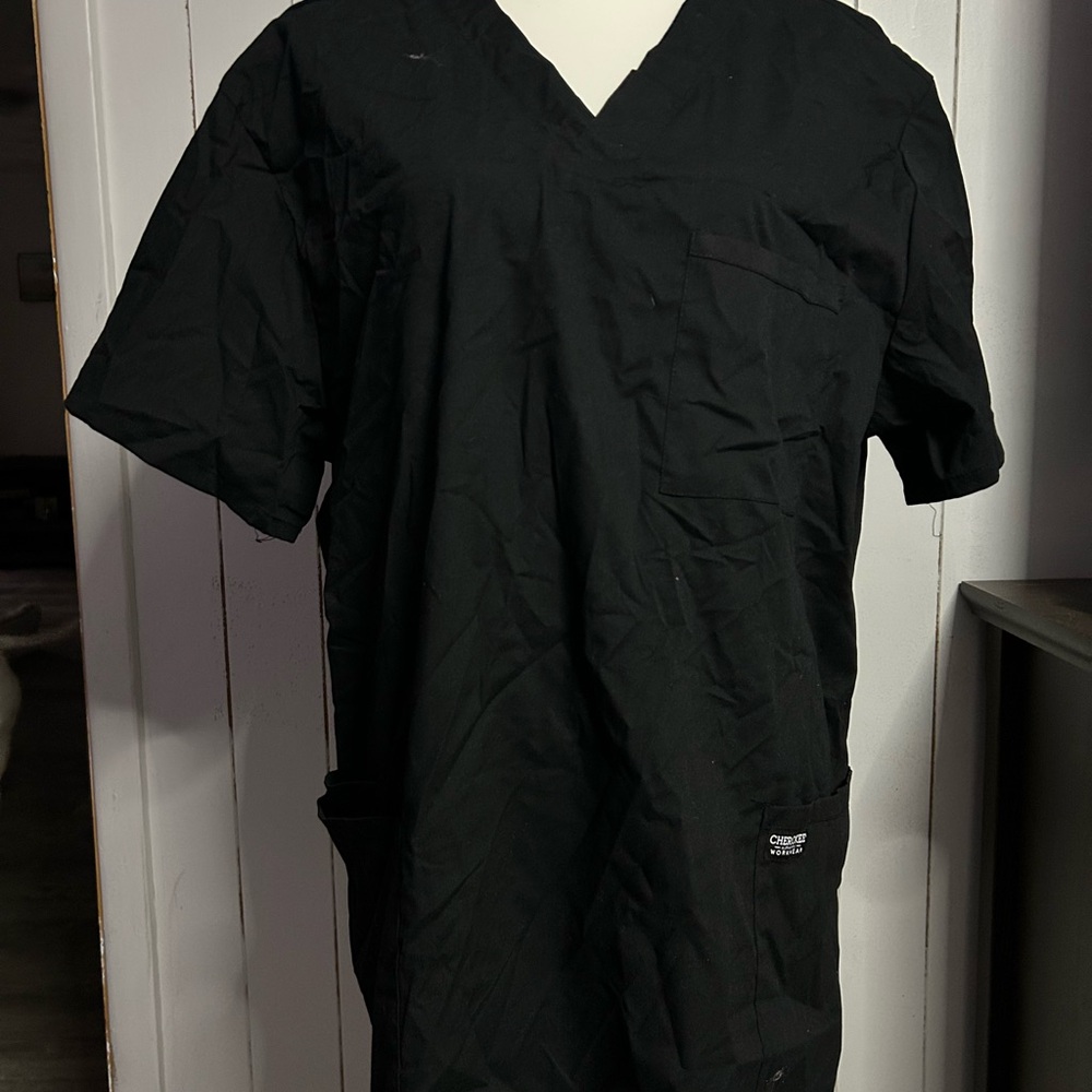 Cherokee Black V-Neck Short Sleeve Scrub Top